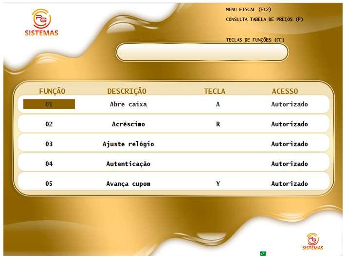 3.7 Lista de funções, ao pressionar a tecla f duas vezes e exibida a lista de funções como