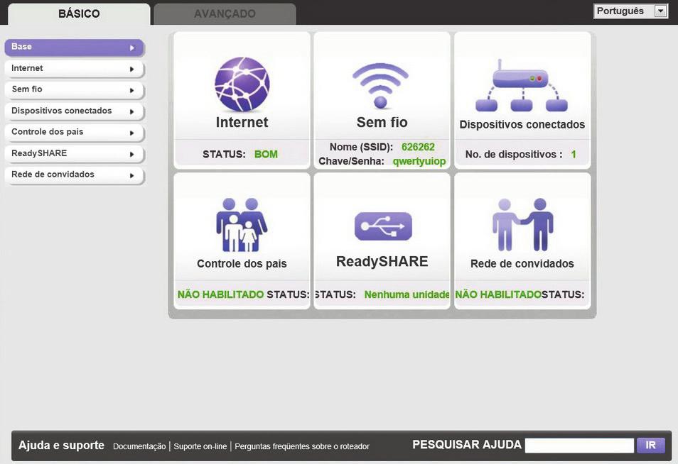 Digite www.routerlogin.net ou www.routerlogin.com no campo de endereço do navegador. Será exibida uma tela de login: admin ******** 3.