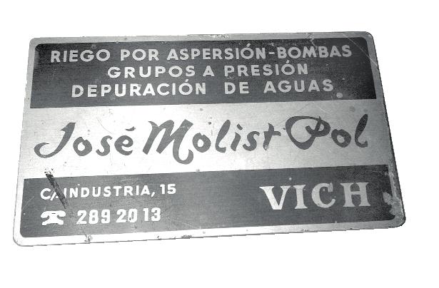 En 1976, con la ayuda de sus hijos creó Molist idráulica S.L., empresa instaladora de equipos de bombeo.