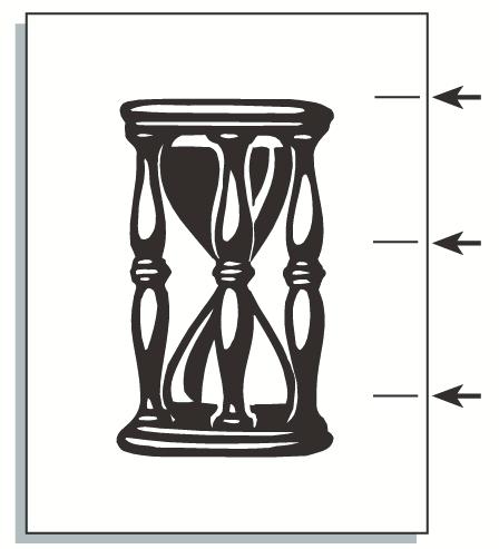 Defeitos de Impressão e Soluções Potenciais Problema de Qualidade de Impressão Defeitos Repetitivos As marcas ocorrem periodicamente em qualquer um destes intervalos uniformemente espaçados: A cada