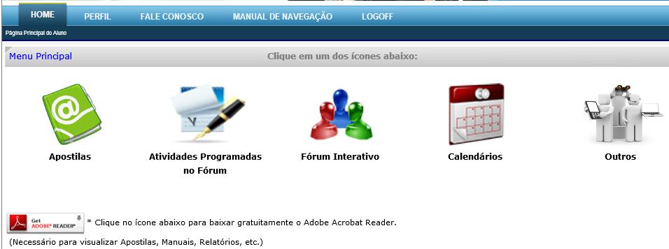 Clique em HOME FÓRUM para voltar à Tela principal do Fórum ou HOME para voltar à Tela Principal do Sistema.