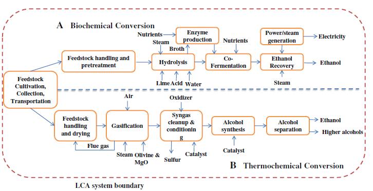 Rotas termoquímicas e bioquímicas comparadas C + H 2 O CO + H 2 H 298 =