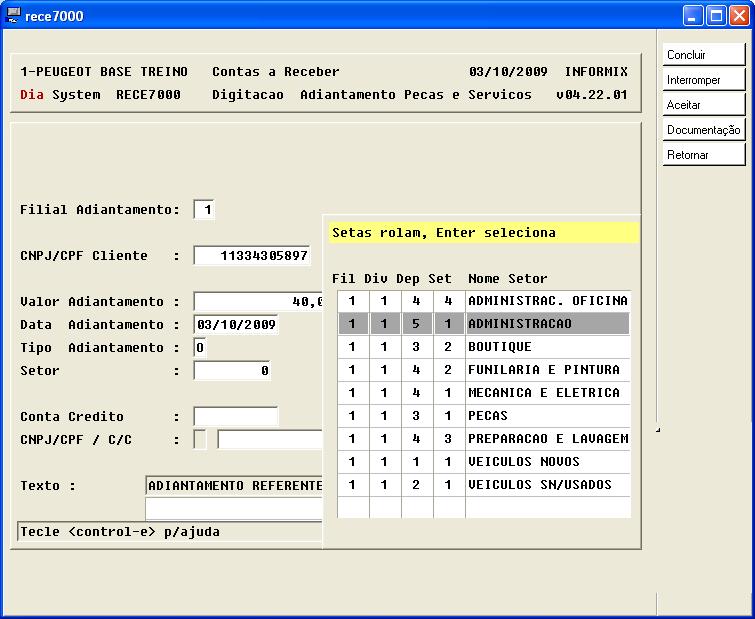 Ctrl+E para abrir quadro de opções.