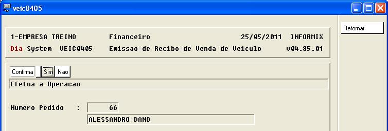 A condição para que as parcelas possam ser recebidas através do VEIC0405 é que o pedido de venda esteja como S na coluna recibo, abaixo a