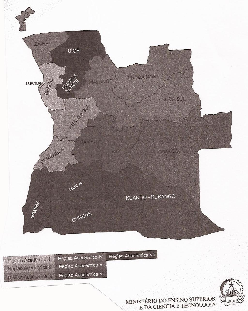 VICTORINO, S. C. O papel da educação na reconstrução nacional da República de Angola, p. 9-16 Mapa 1: Distribuição geográfica das regiões académicas 4.