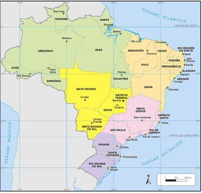 a) São Paulo b) Rio de Janeiro c) Rio Grande do Sul d) Espírito Santo e) Minas Gerais Veja no mapa a seguir, que o Trópico de Capricórnio atravessa os Estados de São Paulo, Paraná e Mato Grosso do