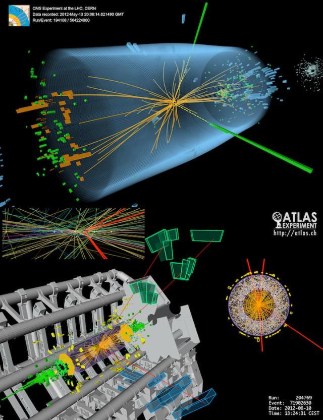 Eventos com o bóson de Higgs CMS: bóson de Higgs produz dois fótons.