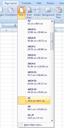 2. Selecione a guia Layout de página, Tamanho e o tamanho do papel desejado. 3. Selecione o botão Office, Impressão > Propriedades para acessar o driver de impressão.