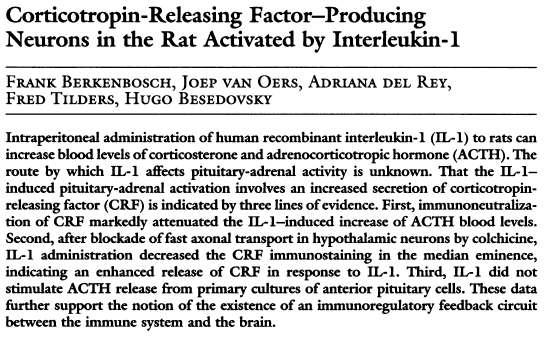 Inflamação sistêmica CRF: coricotropinin-releasing factor Ratos tratados com soro normal de coelho ou com anicorpo contra CRF