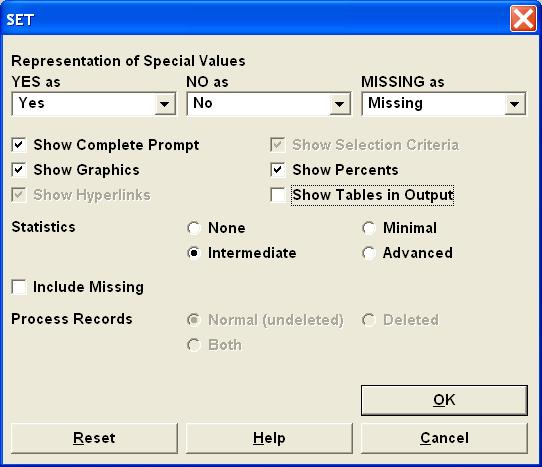 Desmarcar a opção "Show Tables in Output". Isso desativa a visualização da tabela de frequência que, nesse caso, seria inútil. Essa opção será útil quando desejarmos identificar percentis.