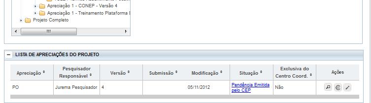 Como incluir as correções das pendências no Projeto de Pesquisa O lápis de edição estará disponível.