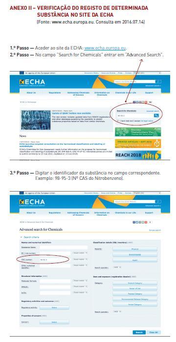 registo de substâncias no site da ECHA Requisitos