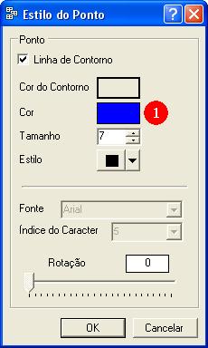 Clique em (2) para abrir a janela Estilo do Ponto (Figura 39) e alterar a cor do último ponto para azul.