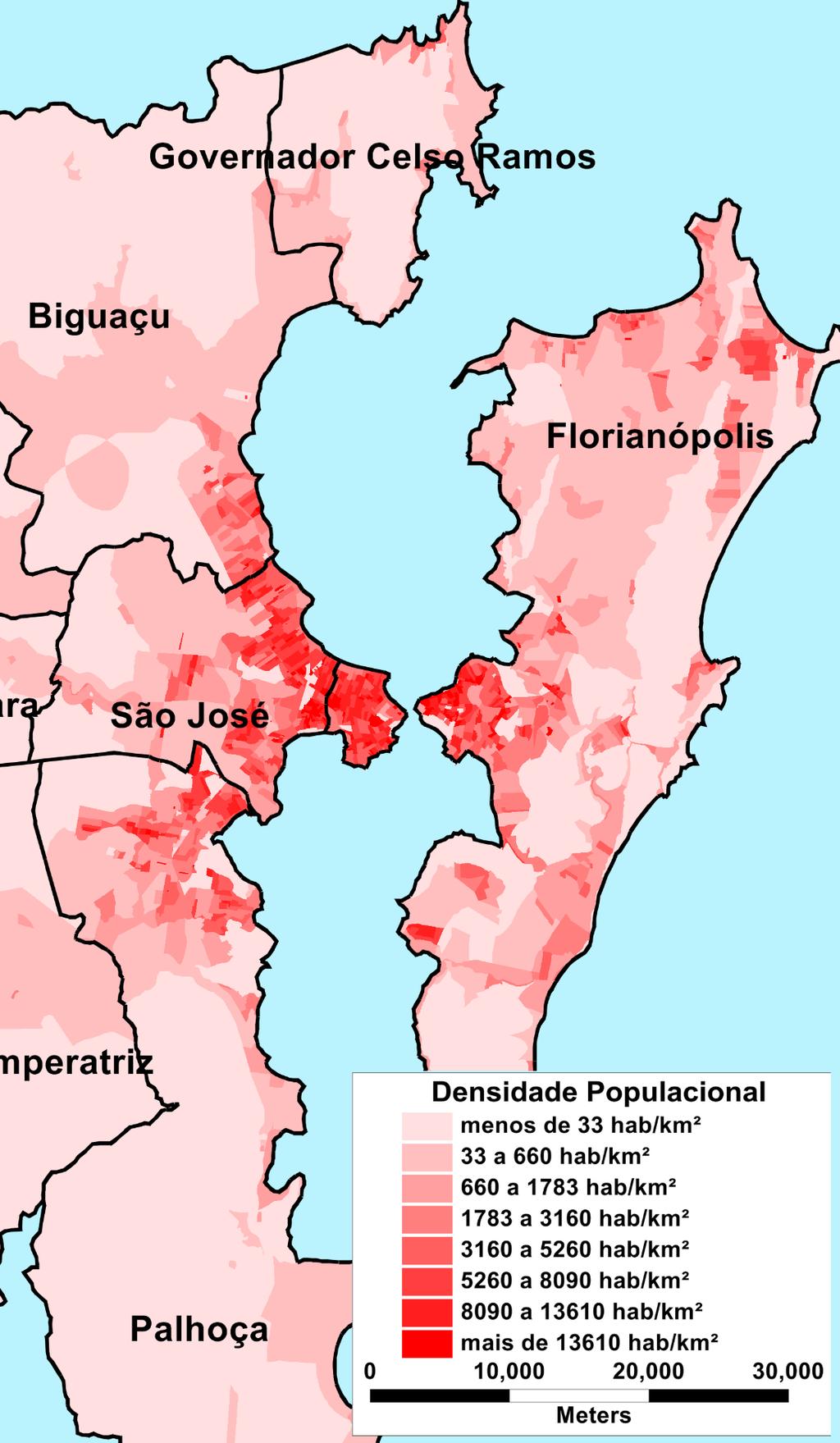 Figura 3: Densidade populacional na área conurbada