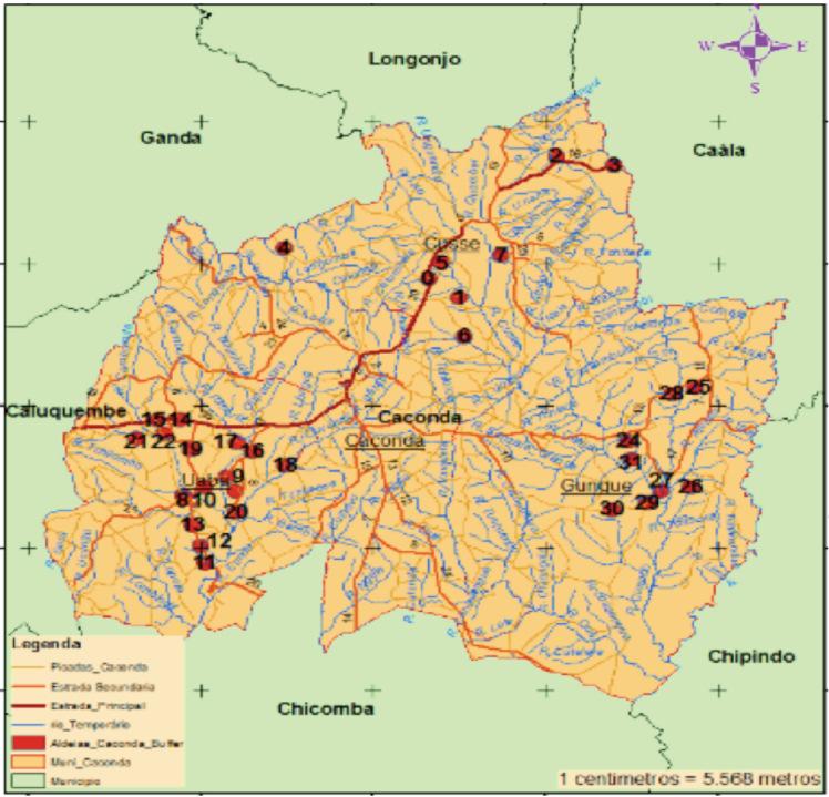 Área Agrícola no Uaba - Caconda Sector Agrícola 13º 52 8.79 S; 14º 53 32.