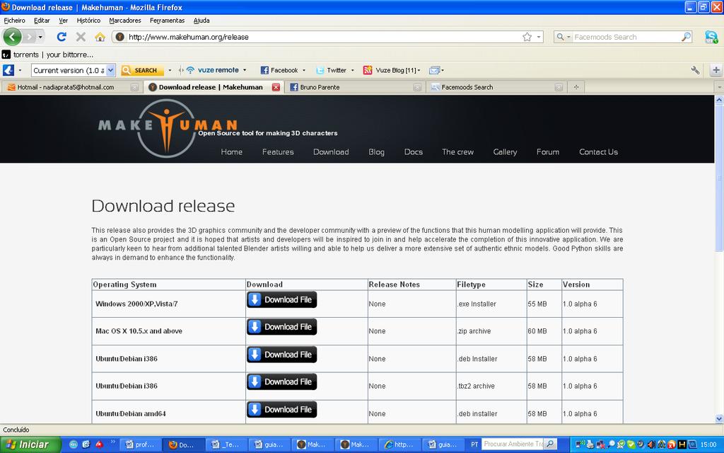 Figura 3. Selecção da versão compatível com o nosso computador 3. Após o download, apresentam-se várias janelas com indicações de forma a executarmos a instalação do software.