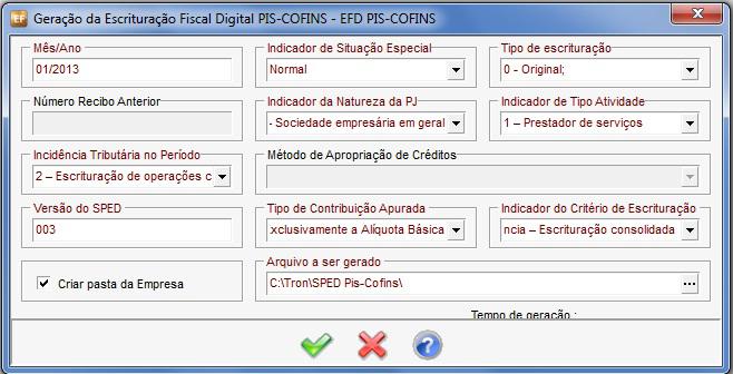 7 Preencha os campos conforme as particularidades de sua empresa: 7. Após gerar o seu arquivo, basta realizar a importação para dentro do PVA( Programa Validador do SPED).