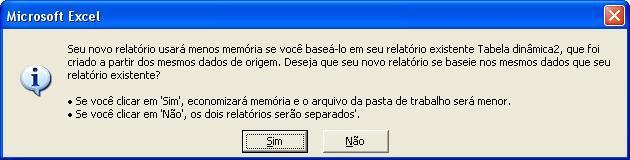 Figura 38 - Aviso sobre aproveitamento de memória Como os dados de origem da tabela Modelo por Opinião Geral são os mesmos da tabela Modelo (porque nós escolhemos incorporar todos os dados da