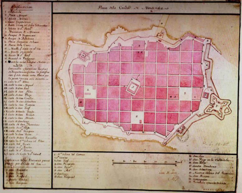 Figura 2 Plano de Montevidéu, Uruguai (1811) Fonte: (Aguilera Rojas.