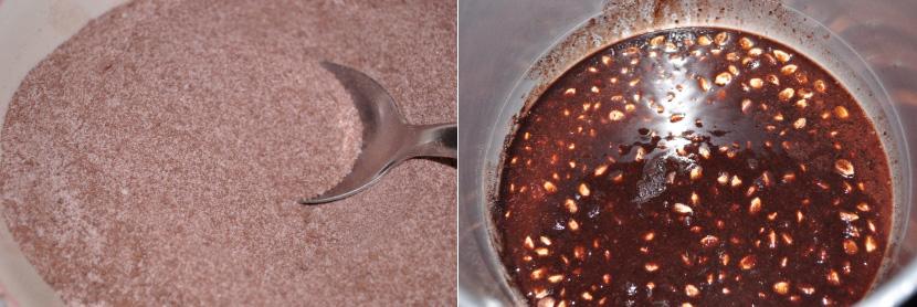sopa de água. Em uma tigela, adicione o chocolate em pó, a canela e o açúcar. Misture bem.