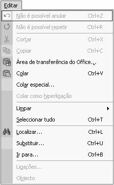 Menu Editar Anular Edição de texto (1) Cortar Copiar Colar Localizar Substituir Ir para 11 Edição de texto (2) Selecção de texto Clicar e arrastar No texto: Selecção simples Na margem: Selecção de