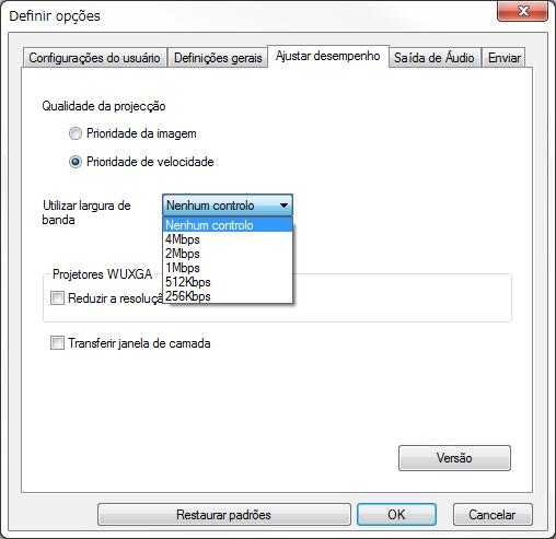 4. Selecione a largura de banda que deseja usar como a configuração Utilizar largura de banda.