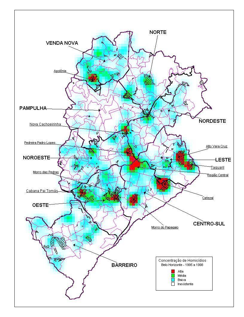 5 Onde acontece? Estudos anteriores têm demonstrado que o problema dos homicídios encontrase concentrado em torno de alguns aglomerados da cidade de Belo Horizonte.