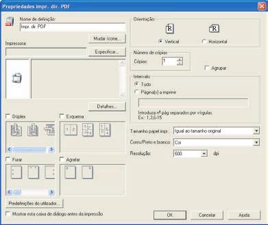 Imprimir um Ficheiro PDF Directamente Impressão directa de PDF através da Function Palette Siga o procedimento abaixo indicado para imprimir directamente os ficheiros PDF. 1.