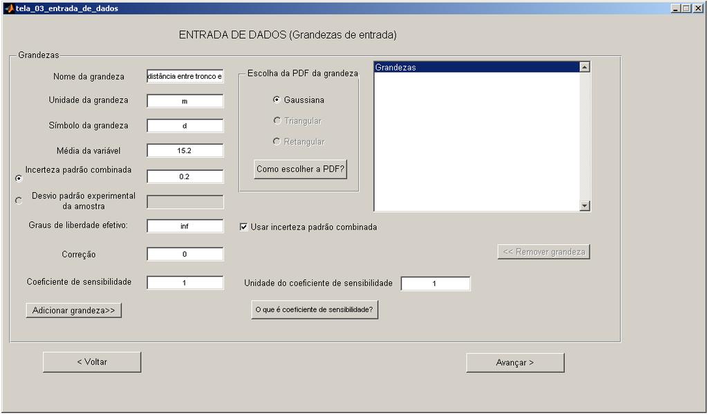 GEU Exemplos Ilustrativos 77 de 94 Figura 12-25: Tela 03 Entrada de dados. Primeira grandeza.