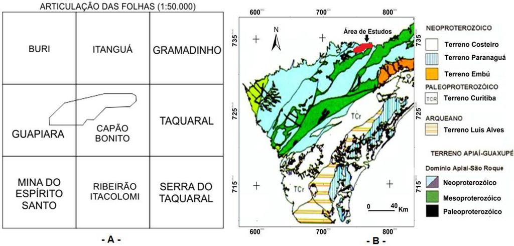 INTRODUÇÃO O Maciço Capão Bonito ocorre no sudoeste do Estado de São Paulo e encontra-se aflorando em parte das Folhas Topográficas, em 1: 50.