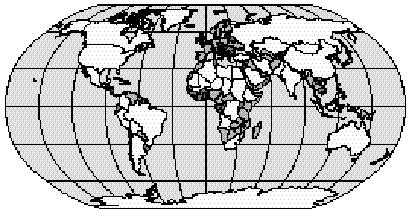 de projeção cartográfica. Este processo de aplainar a superfície curva gera distorção na forma, área, distância, e direção.