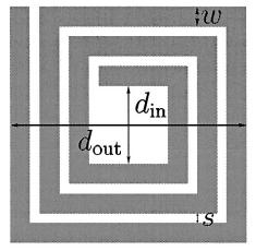 29 Figura 36 Indutor em projeto Daí pode-se escrever: d out + d in 2 = N ( ω + s) s ; ( ) s d out = 2 N ω + s + d in E prosseguindo: d avg = N ω + s ( ) s + d in ρ = ( ) s ( ) s + d in N ω + s N ω +