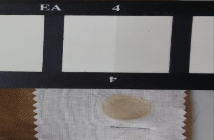 Resultados: Analisando o corpo de prova na determinação do ensaio, observamos que o corpo de prova umido, segundo a norma técnica: ISO 105 X 12, apresentou resultado na escala de transferencia 4, e o