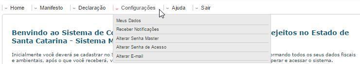 No menu CDF, você poderá: Gerar um Certificado de Destinação Final (CDF) como Destinador; Gerar um Certificado de Destinação Final (CDF) manual, como Destinador; Visualizar seus CDFs emitidos como