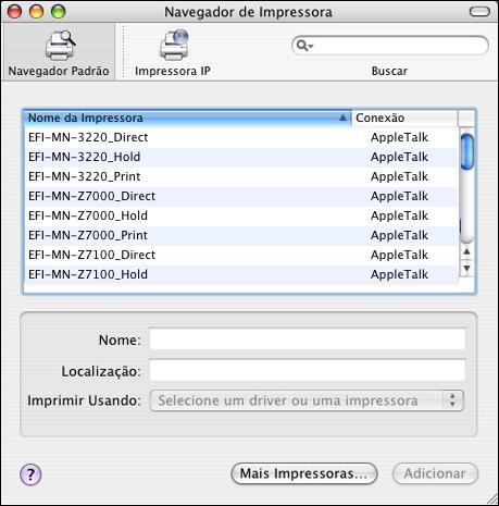 x apenas se a conexão Bonjour estiver ativada no Integrated Fiery Color Server.