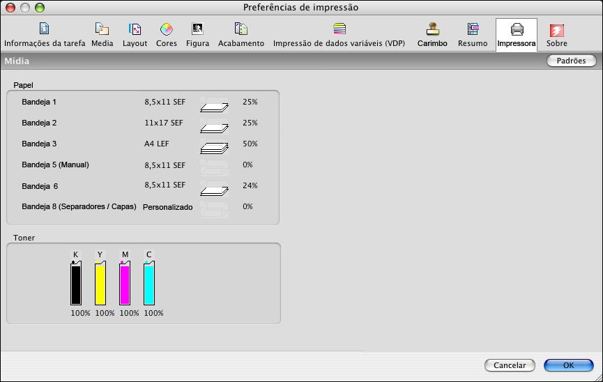 4 Digite o endereço IP ou o nome DNS do Integrated Fiery Color Server no campo Endereço ou selecione a impressora Bonjour na lista da caixa de diálogo. 5 Clique em OK.