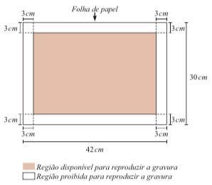 Figura 1 Deseja-se reproduzi-la numa folha de papel retangular com 42 cm de comprimento e 30 cm de altura, deixando livres 3 cm em cada margem, conforme a figura 2.