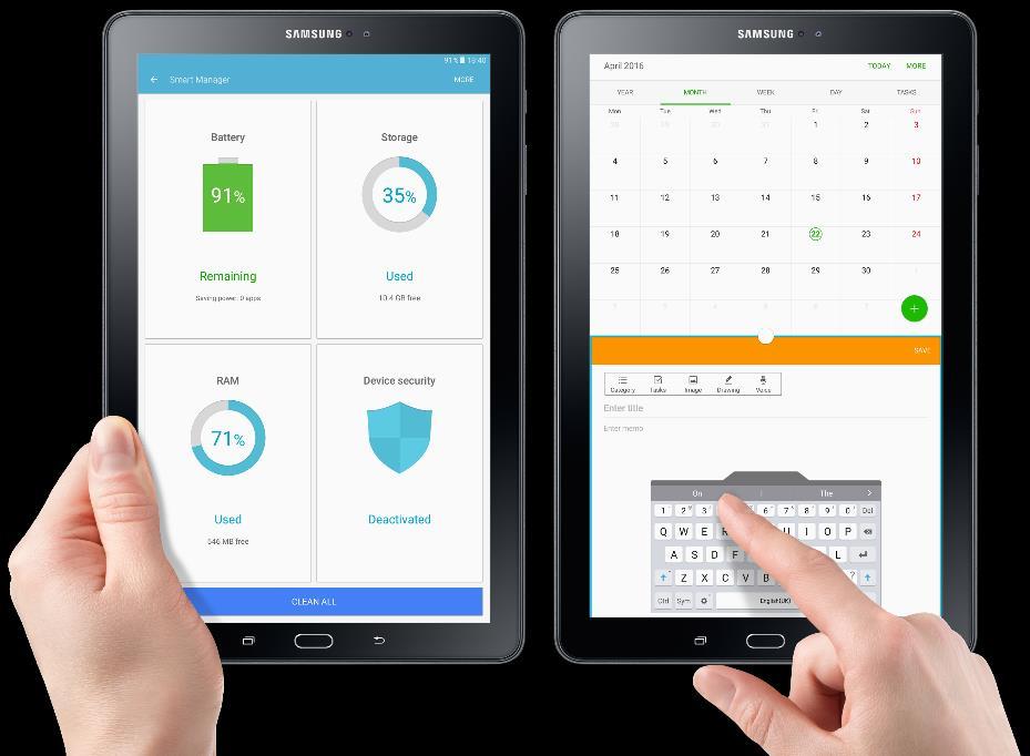 Invejável facilidade de utilização O Galaxy Tab A