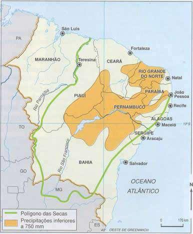 17 Figura 1 Divisão do Estado da Paraíba em Mesorregiões Fonte IBGE Figura 2 Localização da Região semiárida As chuvas, nesta região sertaneja, ocorrem em um período de 2 a 3 meses e, muitas vezes