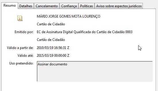 Selecione o separador Assinante e clique sobre Mostrar certificado ; 2.