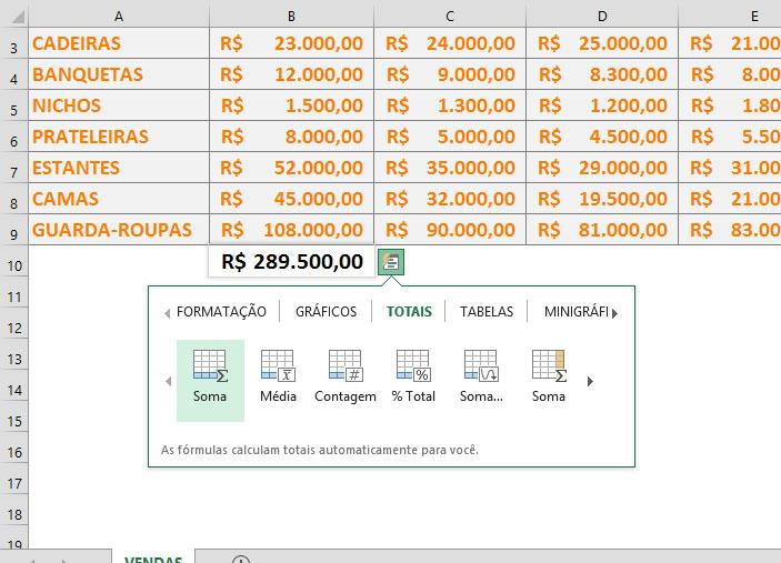 Escolhendo diretamente a fórmula Por fim, pode-se escolher a fórmula específica para o caso e, através desse método, as células às quais será aplicado o