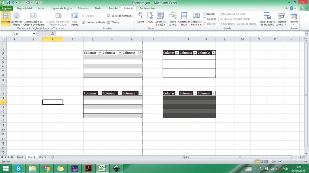 O Excel permite alterar a visualização das planilhas sem alterar o modo como o documento será impresso.
