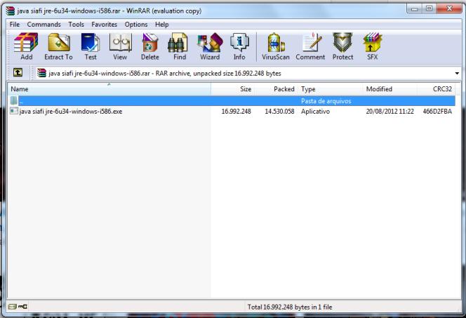 2.2 Instalando a versão correta do Java. 2.2.1. Abra o arquivo Java siafi jre-6u34-windows-i586.