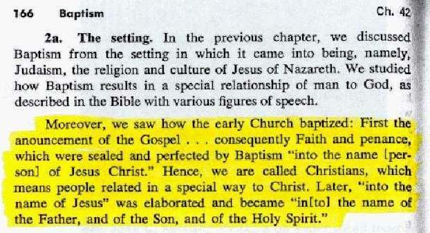página 164, que a fórmula do batismo antes do