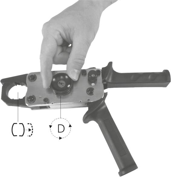 Aviso: durante esta operação não comprimir as alavancas manuais. (ill. 1) Release the movable handle B by turning the locking knob A to the yellow point.