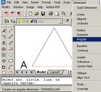 10 Para dimensionar o ângulo interno do triângulo, utilize o comando