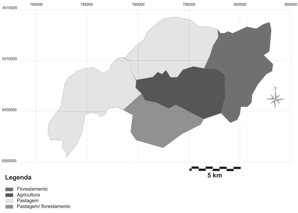 A fig. 3, a seguir, apresenta o mapa de capacidade de uso do solo por compartimento na micro-bacia: Fig. 3 Mapa de capacidade de uso do solo 4.