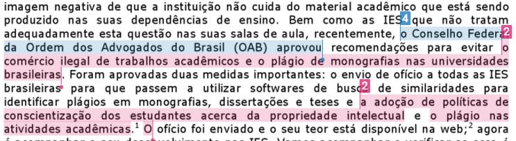 Clique nas setas de navegação para ir de uma correspondência a