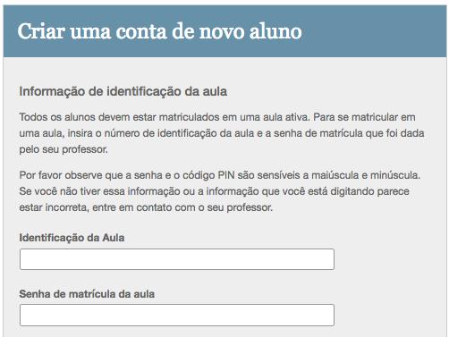 com e clique no link Criar conta ao lado do botão Fazer login 2. Clique no link aluno 3.