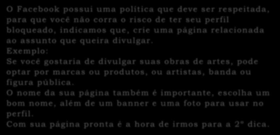 crie uma página relacionada ao assunto que queira divulgar.